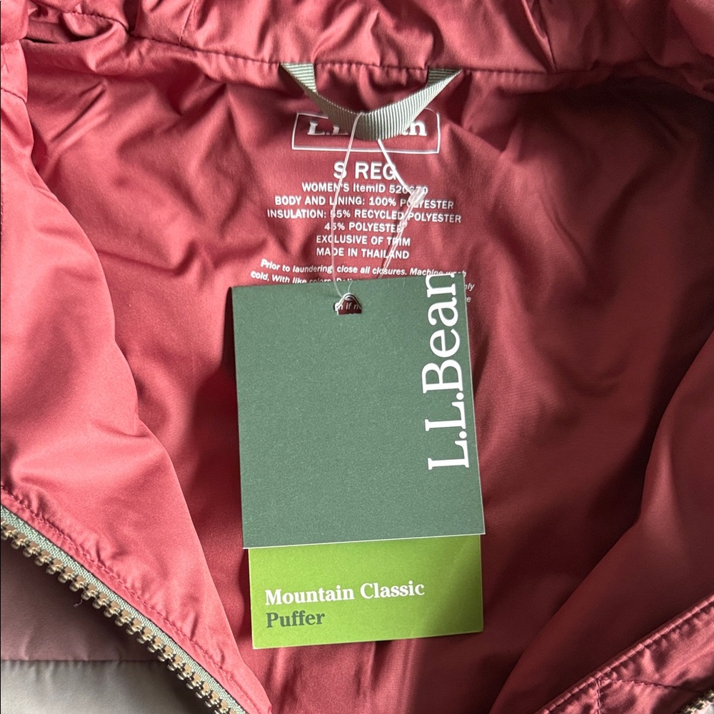 NWT. L.L. Bean Women's Rosewood Mountain Classic Puffer Hooded Jacket Size S Reg - Picture 5 of 6